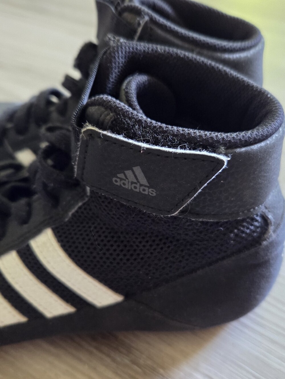 Adidas HVC AQ3325 Men's US 5.5‎ Black/White Suede Mesh Lace Up Wrestling Shoes - Picture 6 of 12